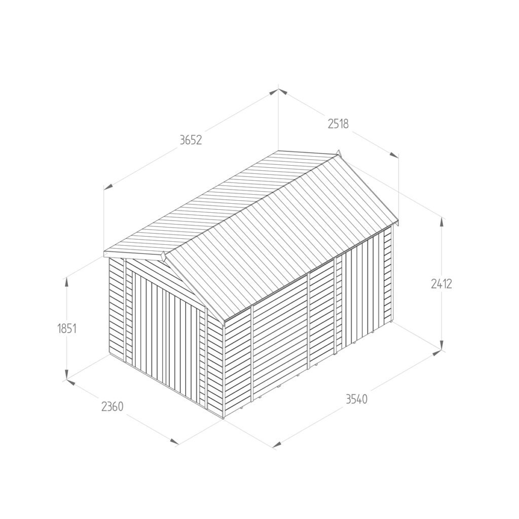 Timberdale 12×8 Apex Shed No Window – Combo with Installation 5013053196168 2